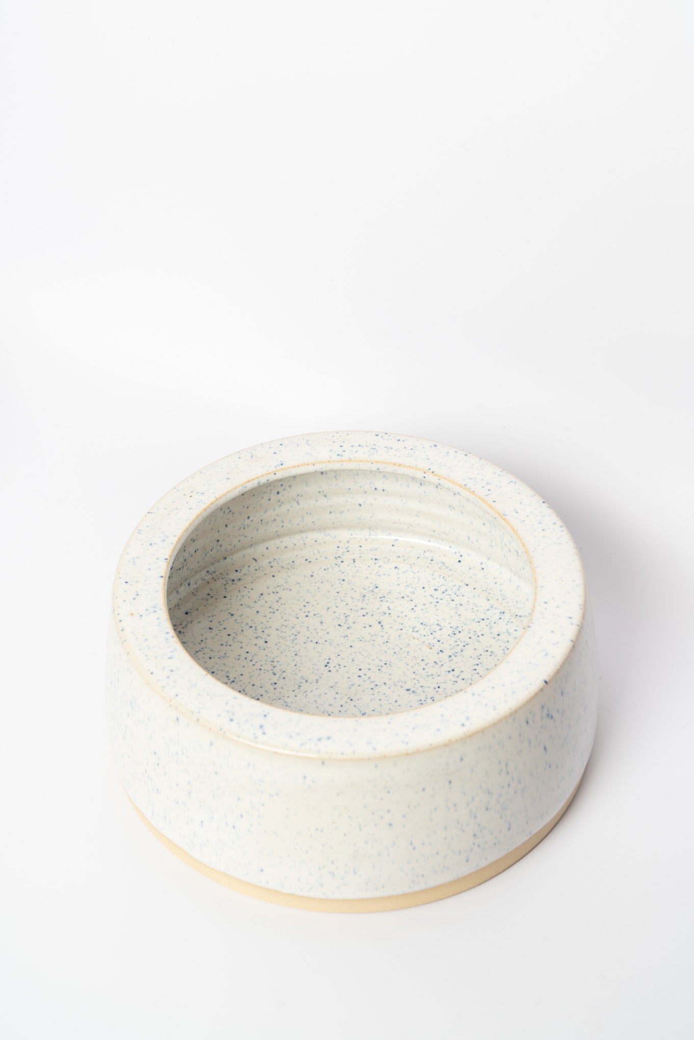 Hand thrown long ears drinking bowl in speckled blue